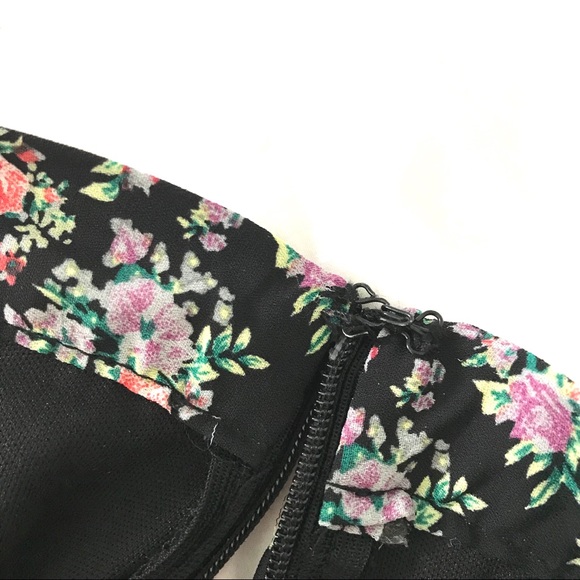 Black multicolor pink Floral pleated midi skirt - Picture 9 of 10